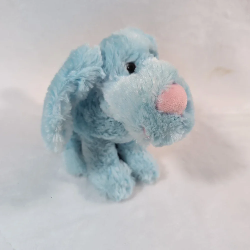 2 Dan Dee Collector's Choice Plush Puppy Dog White Blue Pink Nose Floppy Ears 14